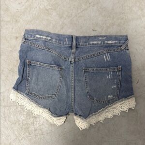 Free People Blue Jean Shorts with Lace Trim Size 25